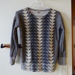 J.Crew Gray Chevron Geometric Sweatshirt Knit Top Pullover Shirt #07723 XXS 00
